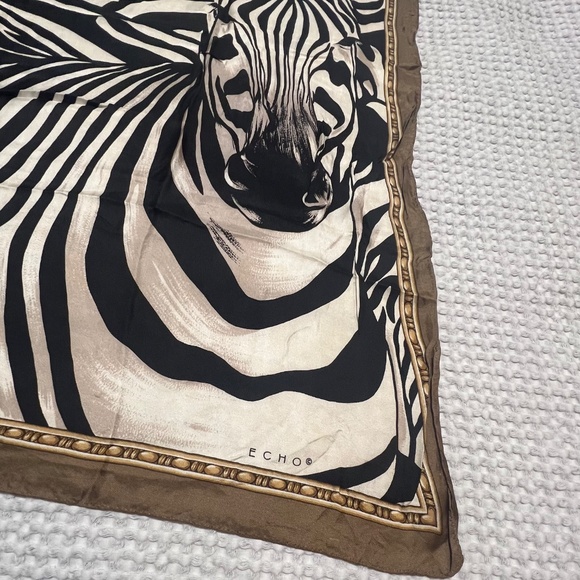 Vintage Zebra Print Silk Scarf by Echo - Picture 2 of 7